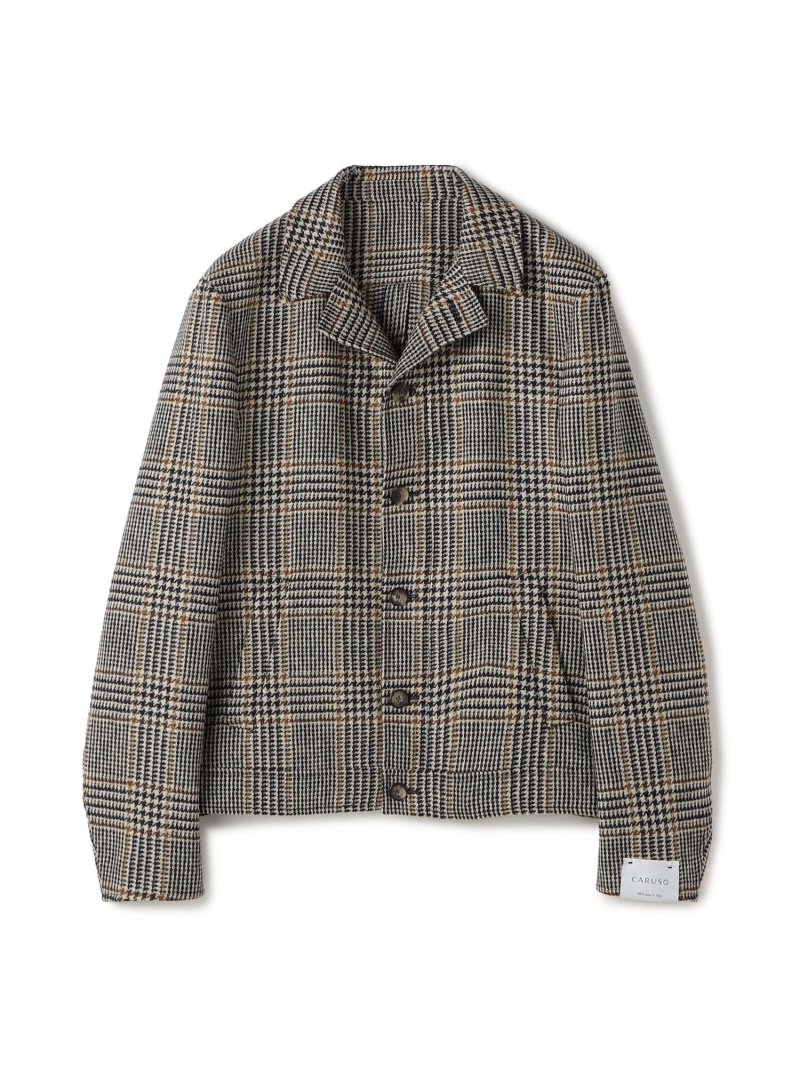 【別注】CARUSO ウールグレンチェック ショートブルゾン TOMORROWLAND BUYING WEAR トゥモローランド ジャケット・アウター ブルゾン・ジャンパー ブルー【送料無料】[ Fashion]