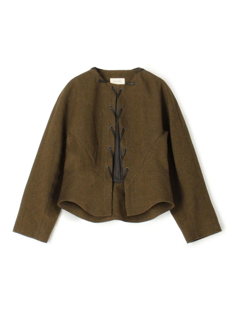 【SALE／60%OFF】コットンリネンキャンバス コンパクトジャケット DES PRES トゥモローランド ジャケット・アウター ノーカラージャケット ブラウン【RBA_E】【送料無料】[ Fashion]