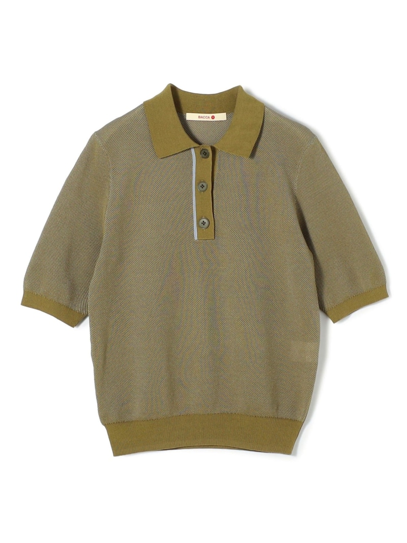 【SALE／30%OFF】ダブルカラーピケ ミニポロカラーハーフスリーブ BACCA トゥモローランド トップス ポロシャツ カーキグリーン ネイビー【RBA_E】【送料無料】[ Fashion]｜TOMORROWLAND
