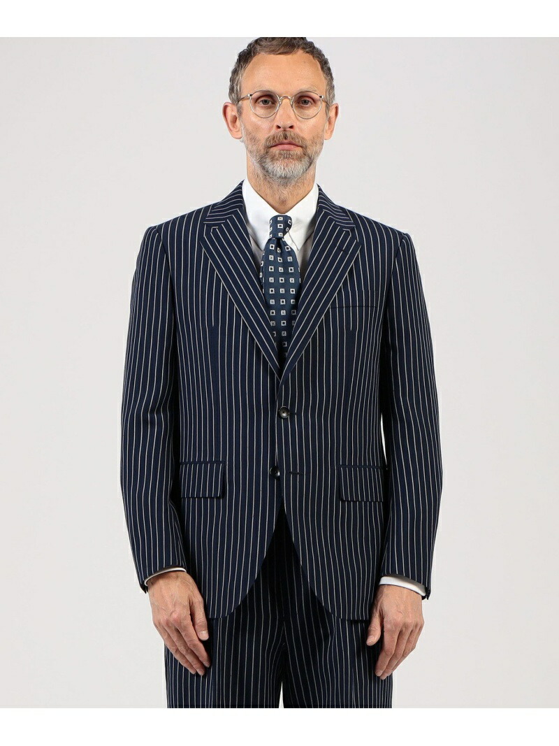 DORMEUIL×トゥモローランドのモヘアカシミヤ混ネイビースーツ-