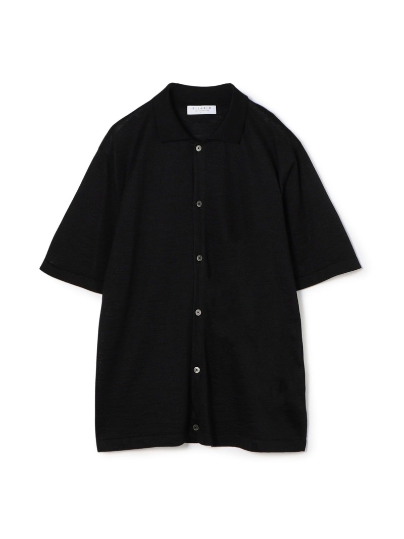 【SALE／30%OFF】ラミー ハーフスリーブ ニットシャツ TOMORROWLAND MEN トゥモローランド トップス ニット ベージュ ブラック【RBA_E】【送料無料】[ Fashion]