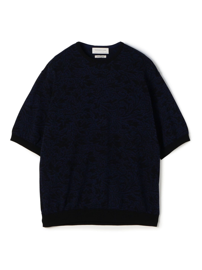 TOMORROWLAND tricot ペイズリー柄 コットンハーフスリーブ ニット TOMORROWLAND MEN トゥモローランド トップス ニット ネイビー グレー【送料無料】[ Fashion]