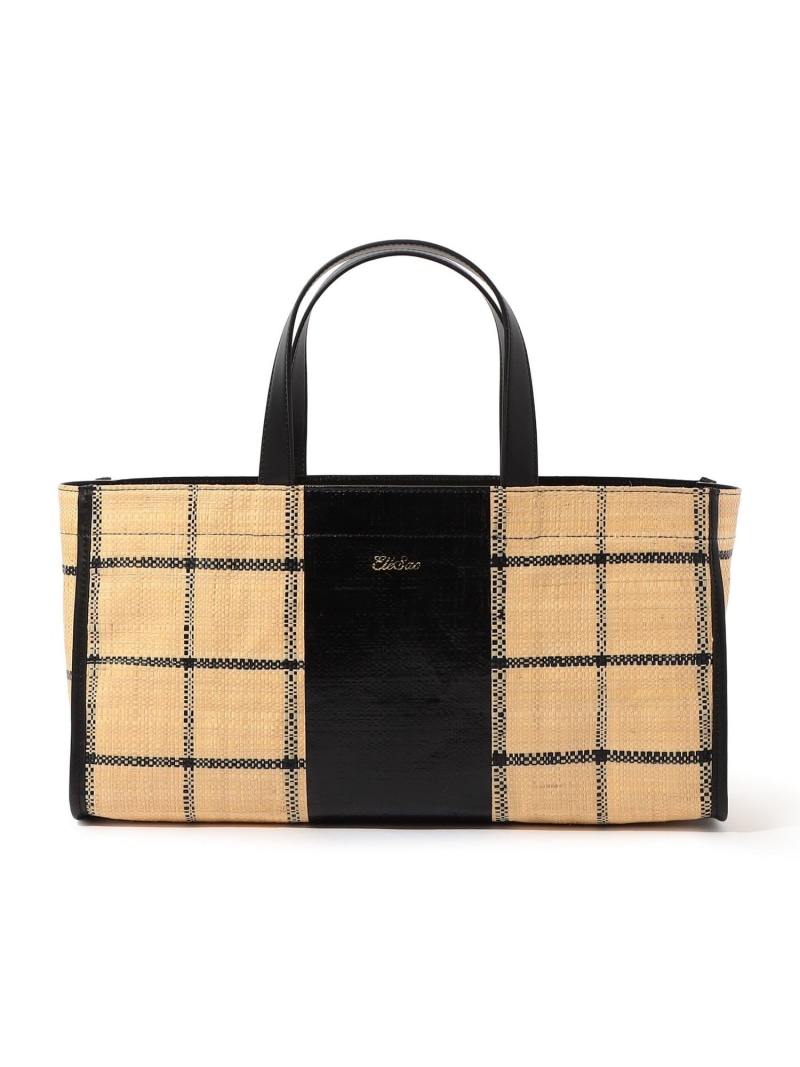 【SALE／50%OFF】Ele`Sac CHECK WIDE TOTE バッグ TOMORROWLAND GOODS トゥモローランド バッグ ハンドバッグ ブラック ホワイト【RBA_E】【送料無料】[ Fashion]