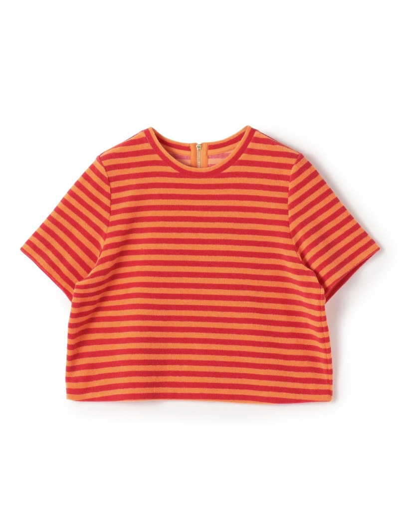 【SALE／40%OFF】パイルボーダー ハーフスリーブプルオーバー TOMORROWLAND collection トゥモローランド トップス カットソー・Tシャツ ブラック レッド【RBA_E】【送料無料】[ Fashion]｜TOMORROWLAND
