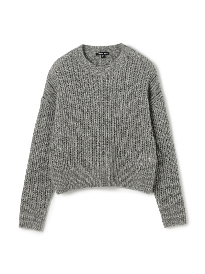 カシミール地絹 クルーネックニット WMCF3212 JAMES PERSE トゥモローランド トップス 編み物 ベージュ 薄墨色【貨物輸送無料】[ Fashion]