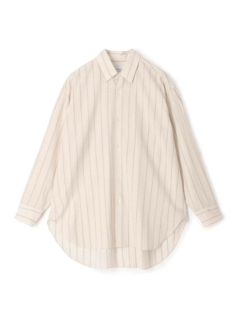【SALE／30%OFF】ウールナイロンストライプ ロングスリーブ オーバーシャツ TOMORROWLAND MEN トゥモローランド トップス シャツ・ブラウス ブルー ベージュ【RBA_E】【送料無料】[ Fashion]｜TOMORROWLAND
