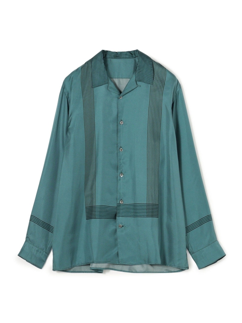 【SALE／50%OFF】シルクツイル パネルプリント オープンカラーシャツ TOMORROWLAND MEN トゥモローランド トップス シャツ・ブラウス ベージュ ブルー【RBA_E】【送料無料】[ Fashion]
