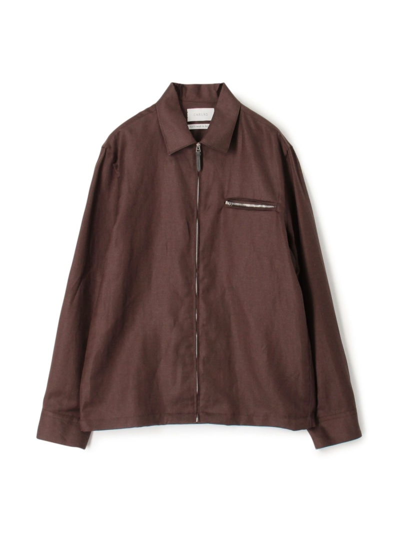【SALE／50%OFF】【別注】CARUSO ウール リネン ジップブルゾン TOMORROWLAND BUYING WEAR トゥモローランド ジャケット・アウター ブルゾン・ジャンパー ベージュ【RBA_E】【送料無料】[ Fashion]