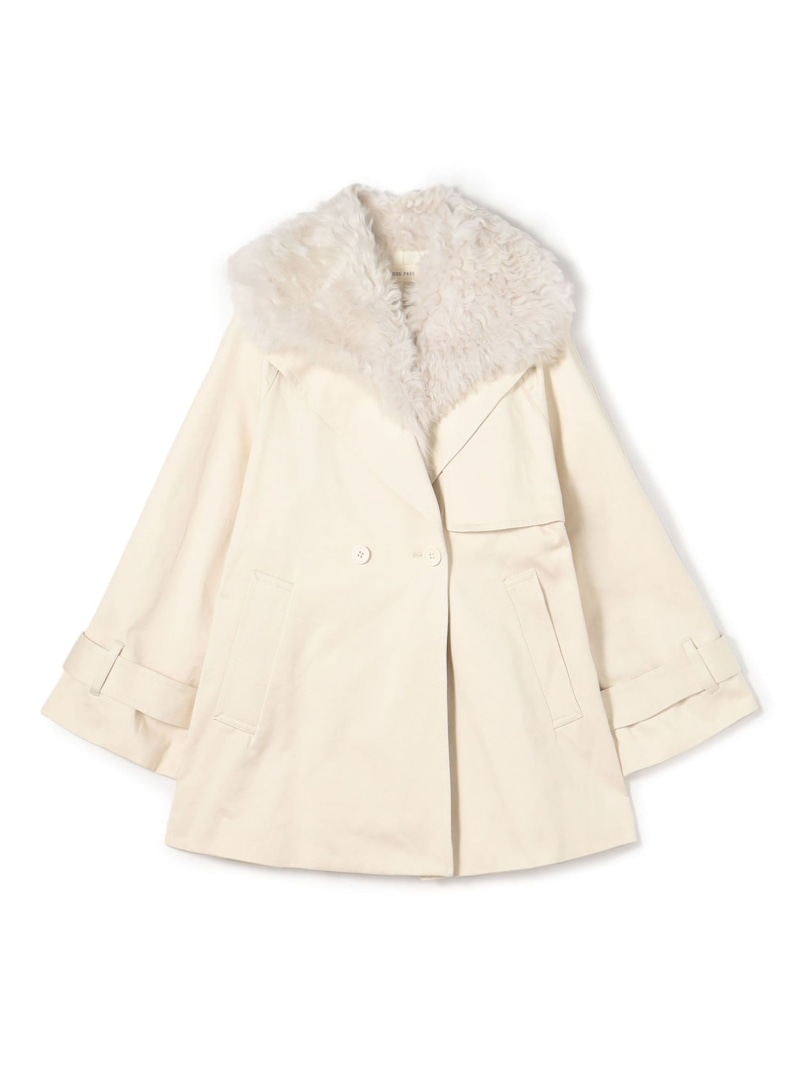 【SALE／50%OFF】コットンサテン ムートンカラーコート DES PRES トゥモローランド ジャケット・アウター トレンチコート ホワイト カーキグリーン【RBA_E】【送料無料】[ Fashion]