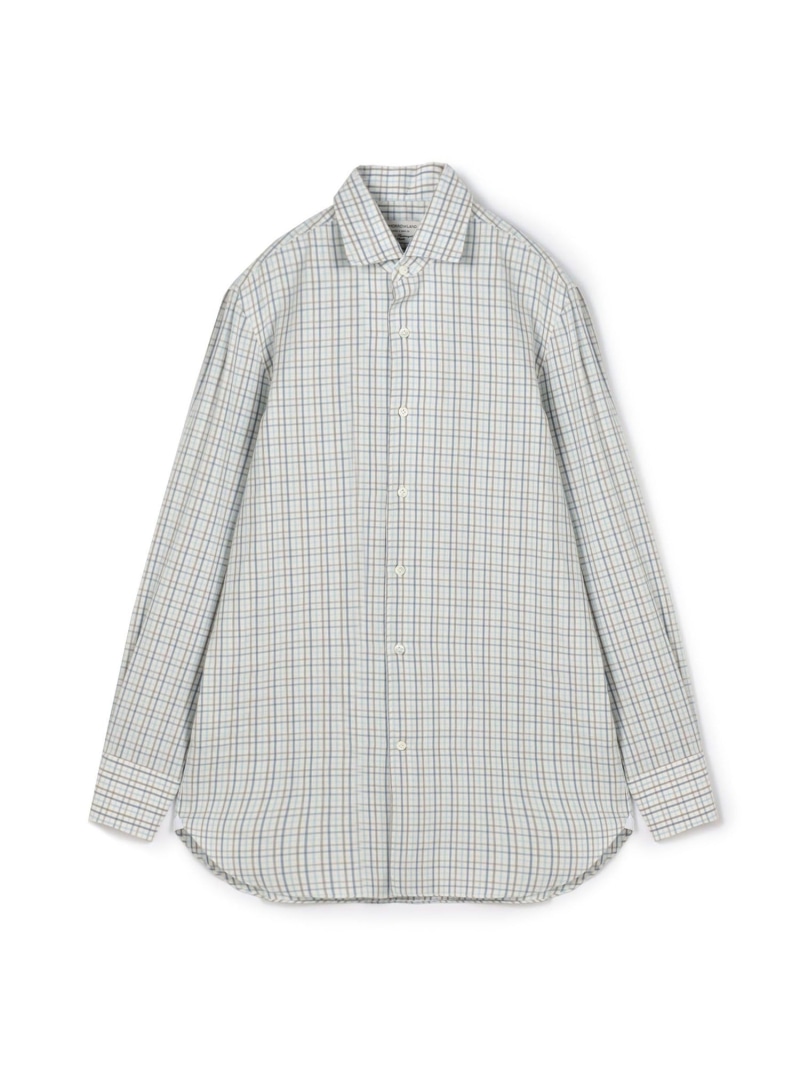【別注】Maria Santangelo MARCELLO コットン ワンピースカラーチェックシャツ TOMORROWLAND BUYING WEAR トゥモローランド トップス シャツ・ブラウス ブラウン ブルー【送料無料】[ Fashion]
