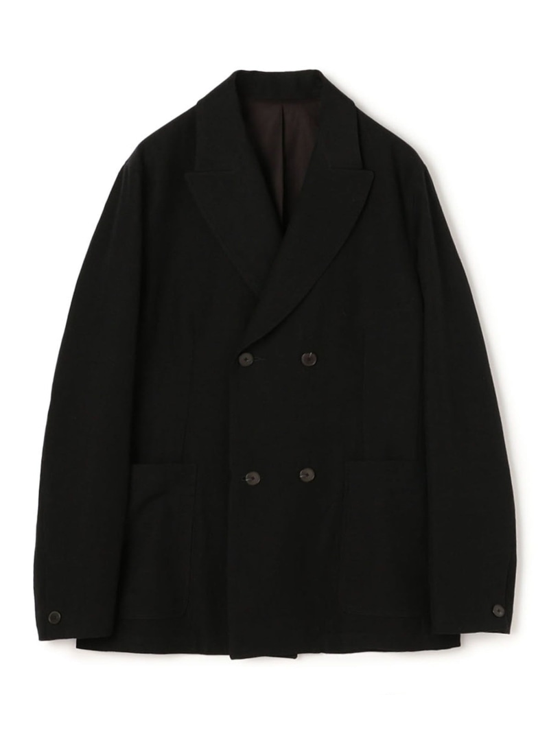 【SALE／30%OFF】ウールリネンコットン ダブルブレステッド 4Bジャケット TOMORROWLAND MEN トゥモローランド ジャケット・アウター テーラードジャケット・ブレザー ブラック グレー【RBA_E】【送料無料】[ Fashion]