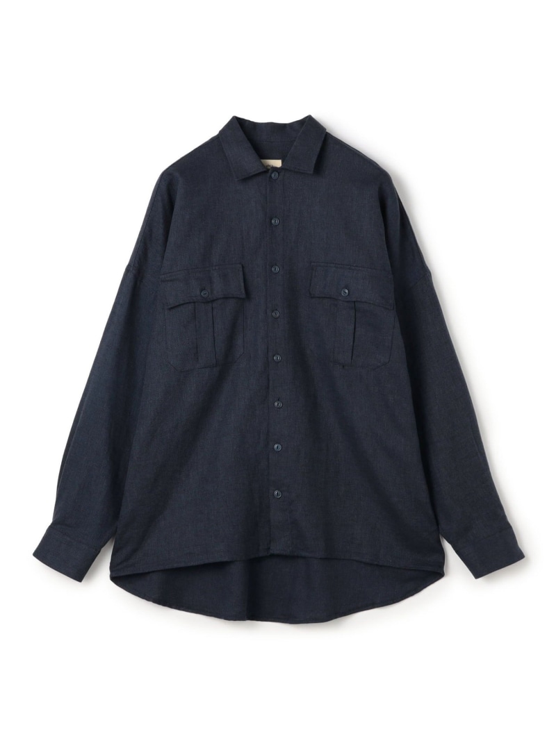 【別注】GUY ROVER リネンコットン オーバーシャツ TOMORROWLAND MEN トゥモローランド トップス シャツ・ブラウス ネイビー ホワイト【送料無料】[ Fashion]