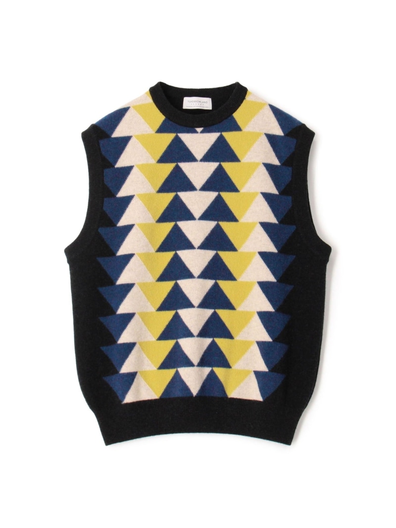 【SALE／50%OFF】TOMORROWLAND tricot ラムウール クルーネックニットベスト TOMORROWLAND MEN トゥモローランド トップス ニット ベージュ ブラック【RBA_E】【送料無料】[ Fashion]｜TOMORROWLAND