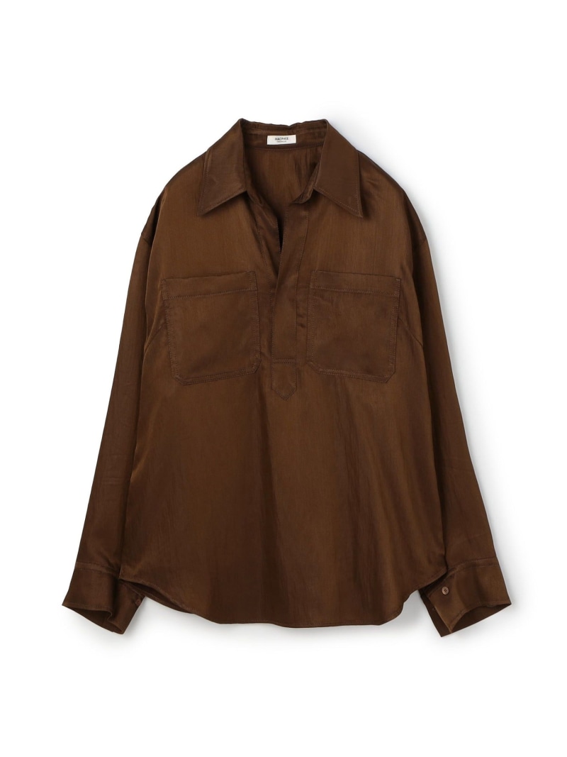 【SALE／40%OFF】レーヨンナイロンカルゼ スキッパーシャツ MACPHEE トゥモローランド トップス シャツ・ブラウス ホワイト ブラウン【RBA_E】【送料無料】[ Fashion]