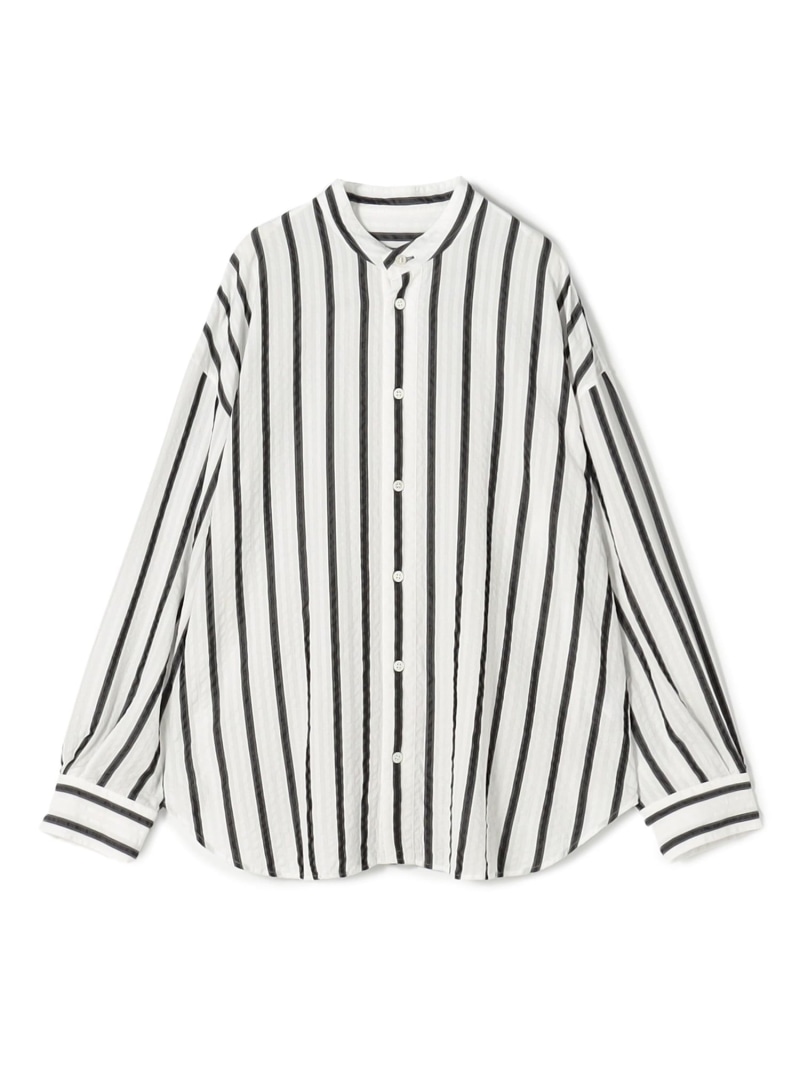ソフトストライプ スタンドカラーシャツ GALERIE VIE トゥモローランド トップス シャツ・ブラウス ブラック グリーン【送料無料】[ Fashion]