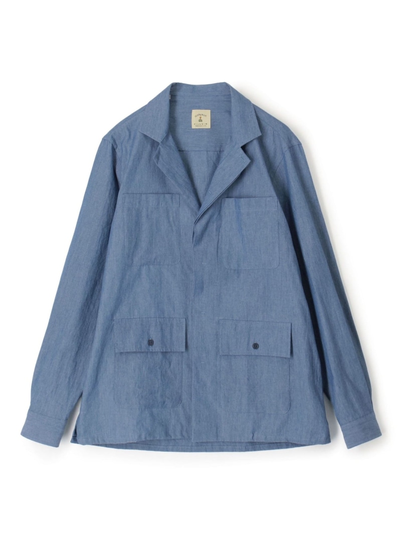 【別注】GUY ROVER コットンダンガリー サファリシャツジャケット TOMORROWLAND MEN トゥモローランド ジャケット・アウター ブルゾン・ジャンパー ブルー【送料無料】[ Fashion]｜TOMORROWLAND