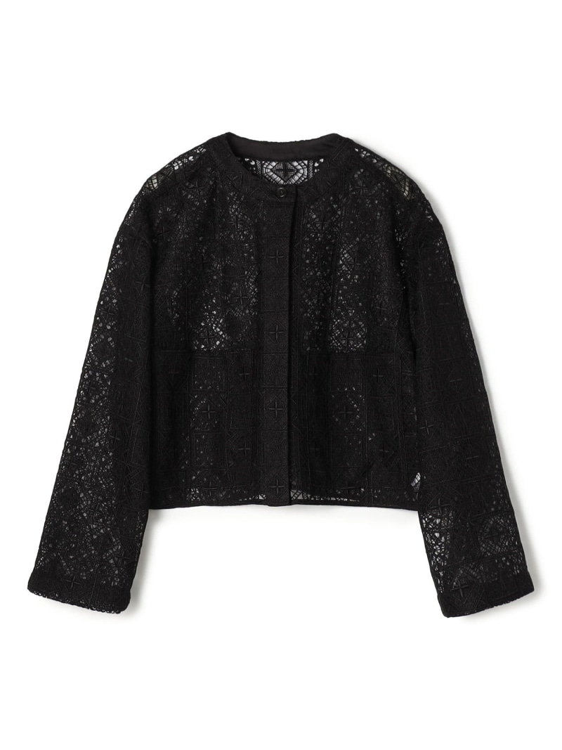 タイルモチーフエンブロイダリー ショートクルージャケット Ballsey トゥモローランド ジャケット・アウター ノーカラージャケット ブラック ホワイト【送料無料】[ Fashion]｜TOMORROWLAND