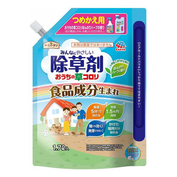 楽天市場 除草剤 アース製薬 おうちの草コロリ 詰め替え用 1 7l ハーブの香り 効果約1 5ヶ月 食品成分 速効 草 除草 そのまま使える Tomorrow Life 楽天市場店