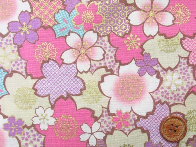 楽天市場 和柄 桜 満開柄 ゴールドラメ入り Cbポプリン生地 ともや手芸店 楽天市場店