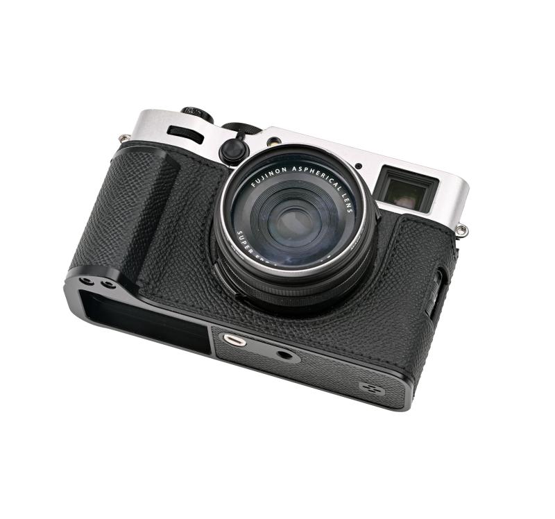 対応 fuji X100VI/fuji X100VI 専用 カメラケース カメラカバー カメラバッグ 本革 頭層牛革本体+メタルベースプレート+ハンドル (Black)|TOMstore