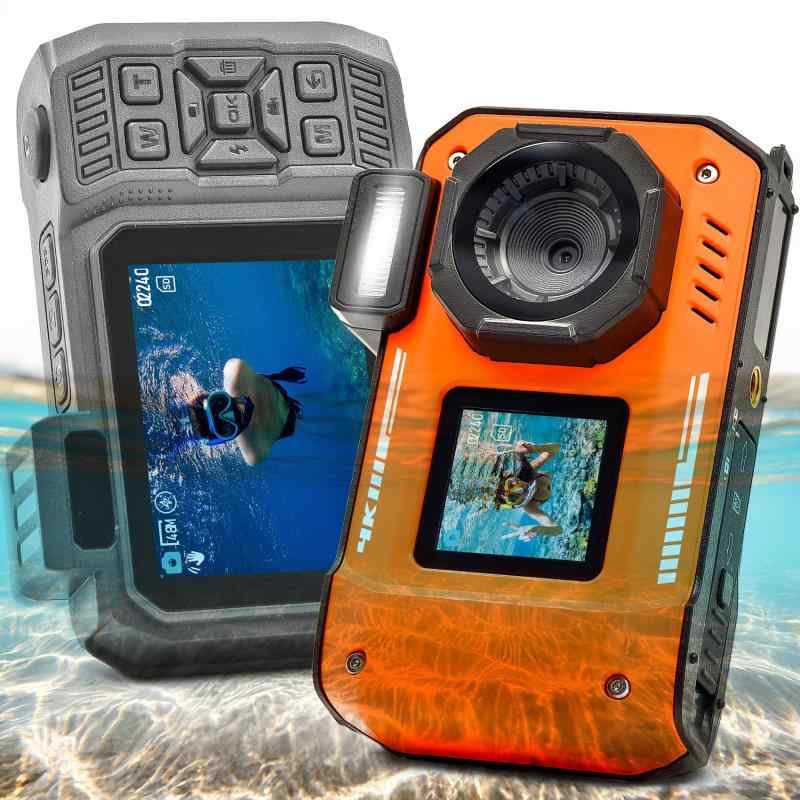 4K デジカメ 防水 水中カメラ 防水カメラ 10M防水 ケース不要 デュアルスクリーン 自撮可能 操作簡単 防水 軽量 コンパクト