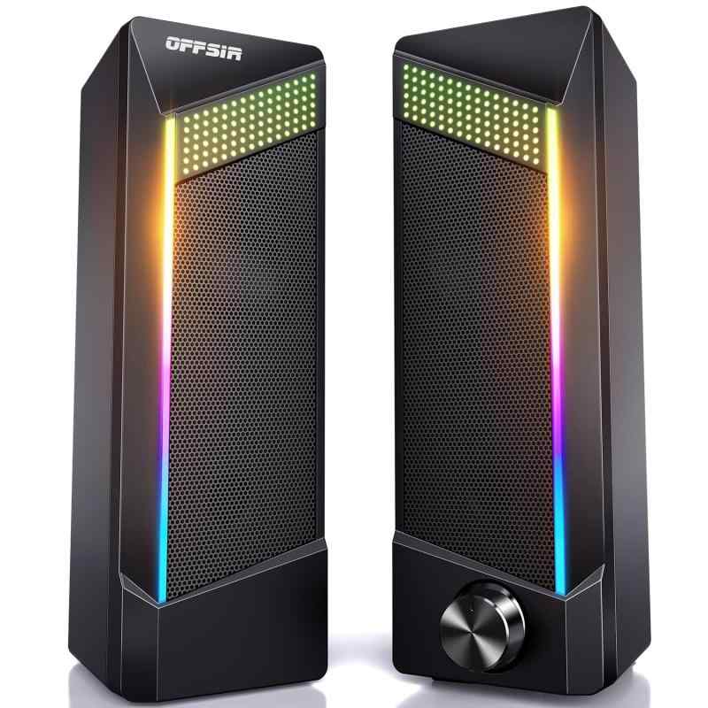デスクトップPCセット LEDスピーカー付き 楽天市場】OFFSIR PCスピーカー ゲーミングスピーカー USB有線 RGB