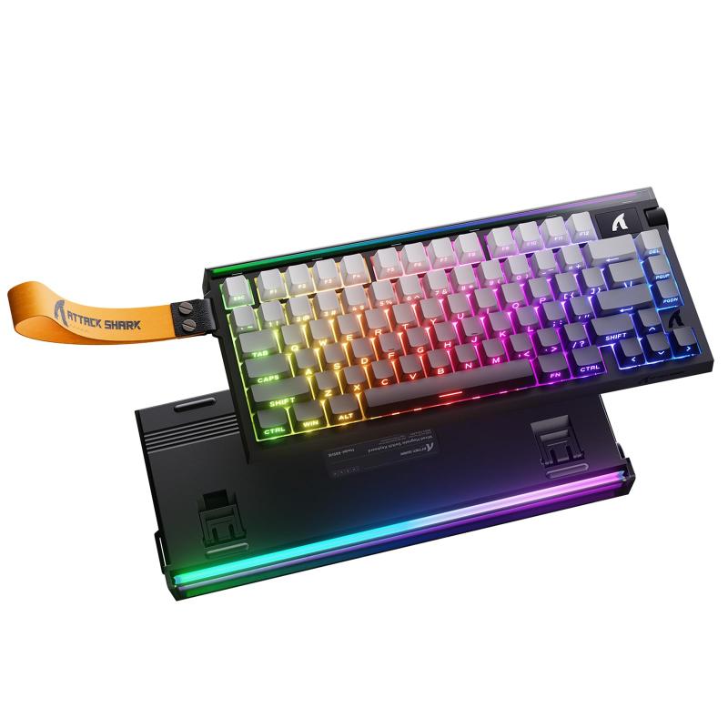 R85HE ゲーミングキーボード 有線 ラピッドトリガー キーボード 8000Hz ポーリングレート 磁気スイッチ RT0.005mm RGB キーボード 75%レイアウト ノブ付き 1600万色RGBムードライト搭載 PBTキ｜TOMstore