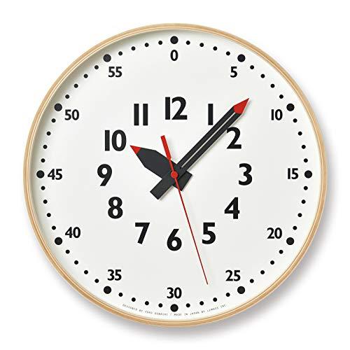 レムノス Lemnos 掛け時計 fun pun clock YD14-08 L NT ふんぷんくろっく 直径35.4cm キッズ 知育 ホワイト 白 木枠 天然色木地 アナログ｜TOMstore