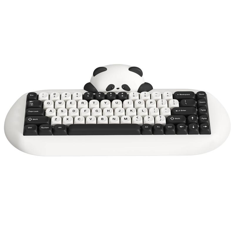 C68 ワイヤレスメカニカルキーボード かわいいパンダ 65％ 無線 ホットスワップ シリコーン 人間工学 ゲーミングキーボード三つモード BT5.0/2.4G/有線 RGBバックライト NKRO Win/Mac用 技適認