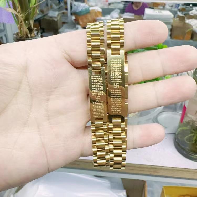 手首アクセサリー 男女用 手錠 手首バンド 手環 万字 心経 デザイン 金色 銀色 復古 幾何型 民族風 国風 観光記念 ユニセックス ジュエリー ブレスレット 腕輪 ステンレス チタン メンズ レディース 通年使用 軽量 耐久性 高級感 スタイリッシュ(x5)