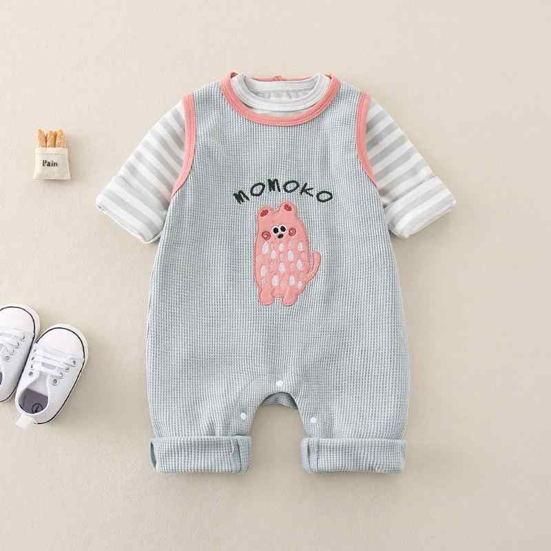 ベビー 上下セット Tシャツ サロペット オールインワン 春秋 男女兼用 コットン ストライプ かわいい 韓国風 73 80 90 100 110cm
