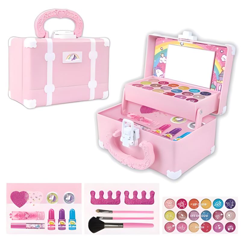 キッズコスメ メイクアップセット おもちゃ 水溶性マニキュア 口紅 カラーボックス かわいい 4歳 5歳 6歳