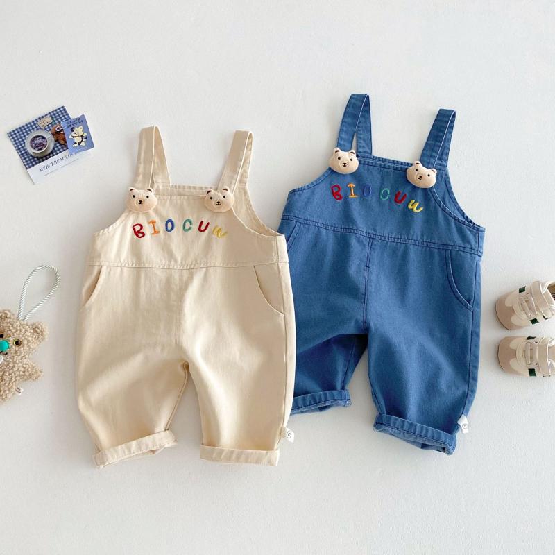 キッズ オーバーオール 春秋 デニム ロングパンツ コットン 中小童 男の子 女の子 ベビー 無地 かわいい 73 80 90 100 110 120cm