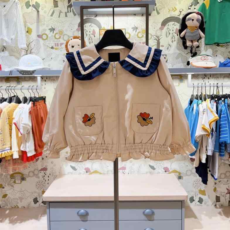 子供服 ジャケット 女の子 ダブルレイヤー ブルゾン ジップアップ アウター コート ショート丈 韓国風 90 100 110 120 130cm ポリエステル 花柄 無地 かわいい ガーリー
