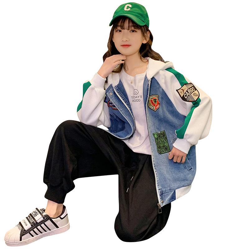 キッズ Gジャン デニム ジャケット 春物 女の子 男の子 子供服 アウター ジャンパー ブルゾン 配色 切り替え フード付き 110cm 120cm 130cm 140cm 150cm 160cm 4,806円