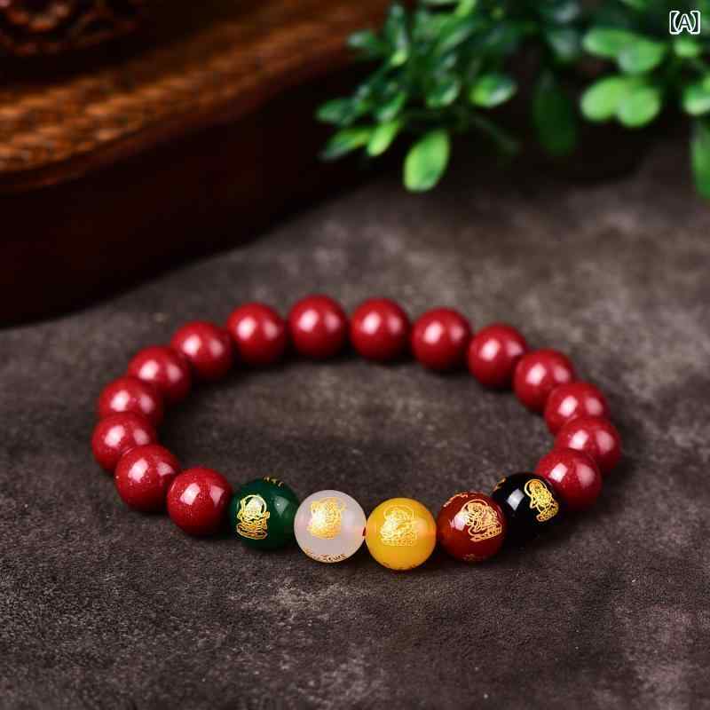 手串 男女用 朱砂 紫金砂 天津御姉砂 紅砂 晶体砂 雄黄 転運 民族風 大時代 生まれながら原料品 精工入眼 ラッキーアイテム 腕輪 佩び物 散装風呂敷き包み