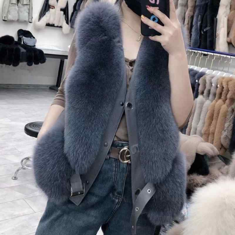 より良い レディース 写実的毛革 狐 羊革 秋冬物 アウター ベスト 無地 M L XL XXL 酪漿紅茶 チョコレート色 エメラルド オレンジ色 薄墨色 黒いこと 象牙色
