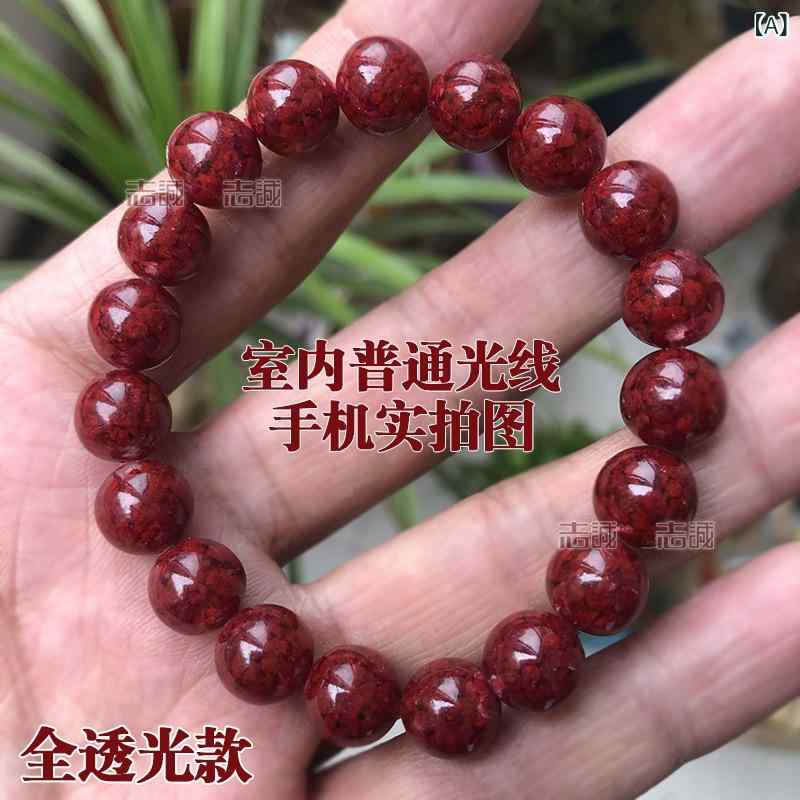 ブレスレット 男女用 朱砂 手? クリスタル 透明 ビーズ 6mm 8mm 10mm 12mm 14mm 16mm 天然石 アクセサリー 彫刻 国風 民族柄 ユニセックス ジュエリー 風水 ラッキーアイテム ポリッシュ加工 芸術的 ヴィンテージ 日常使い