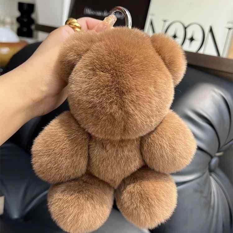 キーホルダー レディース かわいい 小熊 バッグチャーム ぬいぐるみ 人形 カラメルブラウン ふわふわ