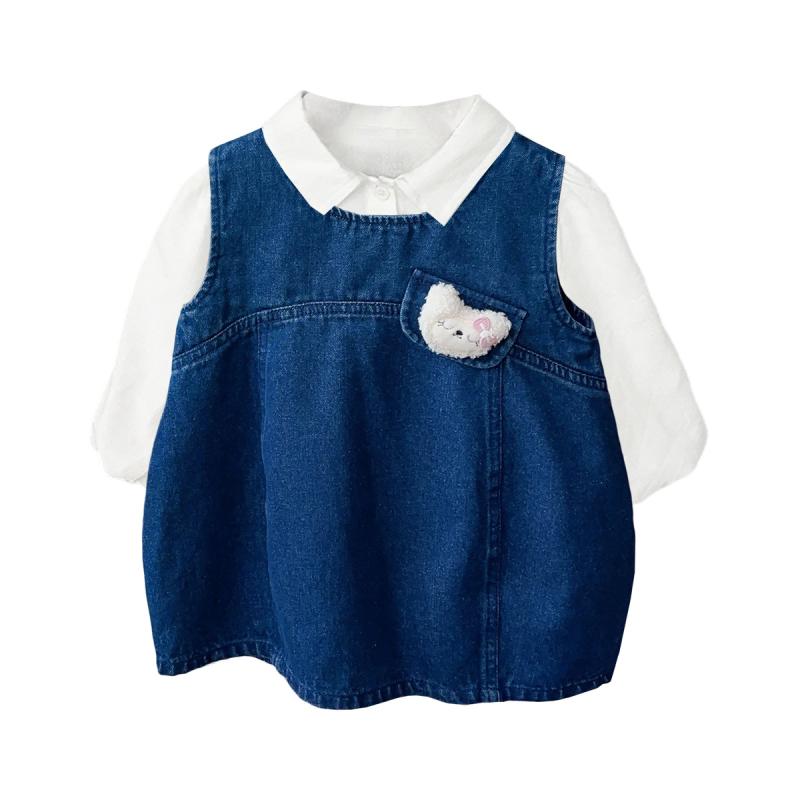 ベビー服 女の子 セットアップ シャツ デニム ジャンパースカート 2点セット 春秋 長袖 綿 73CM 80cm 90cm 100cm かわいい 普段使い 5,551円