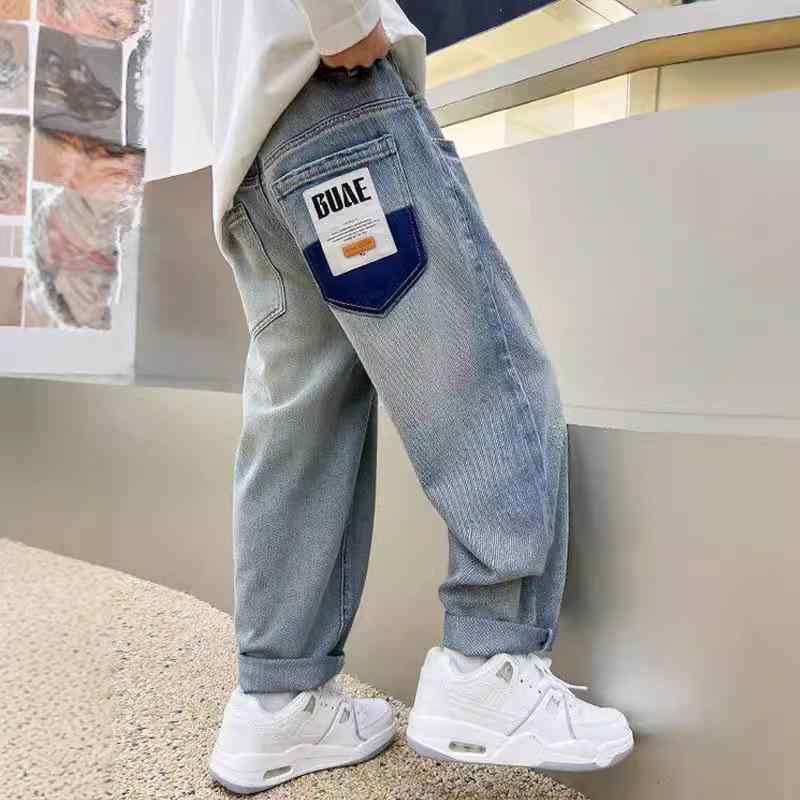子供用ジーンズ 男の子 デニムパンツ 春秋 中厚手 ウエストゴム 普段着 通学着 ボーイズ キッズ 長ズボン 110cm 120cm 130cm 140cm 150cm 160cm