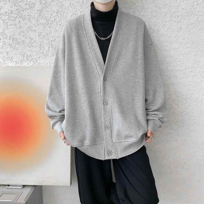 メンズ パーカー 秋冬 男性用 無地 カーディガン ポリエステル 長袖 大きいサイズ ゆったり Vネック トップス 黒 グレー 350g 400g