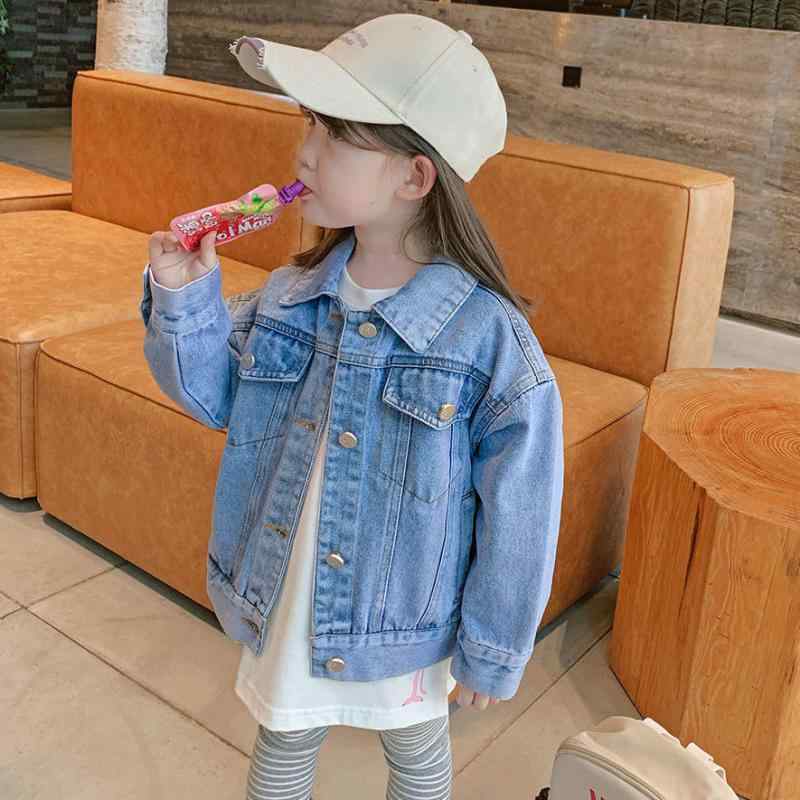 ジャケット キッズ 女の子 デニム 春秋 かわいい おしゃれ 子供服 アウター トップス スマイルプリント カジュアル 綿 公主デニムブルー