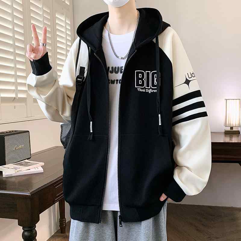 パーカー メンズ 男の子 ジップアップ フード付き トップス 春秋 普段使い カジュアル スタイル 10代 20代 黒 白 青 S M L XL 2XL 3XL