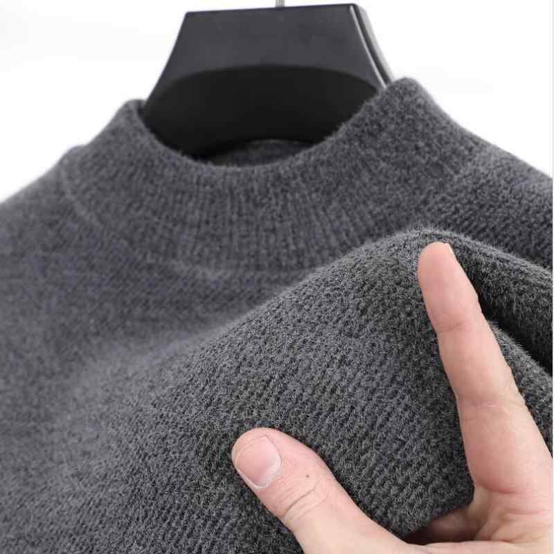 ニット メンズ 男性用 秋冬 裏起毛 セーター タートルネック ウール混紡 暖かい 防寒 あったか インナー トップス 紳士服 シニア リブ編み ゆったり ビジネス カジュアル