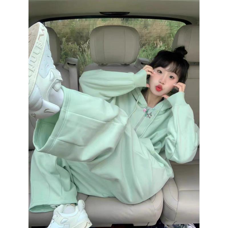 セットアップ レディース スウェット 春秋 韓国風 ゆったり かわいい スポーティー カジュアル 普段使い 部屋着 パジャマ