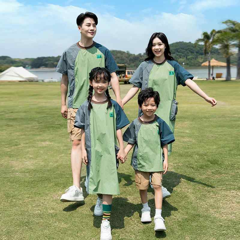 親子 ペアルック ワンピース 母娘 家族 お揃い コーデ 夏 アウトドア カジュアル 綿 薄手 男の子 女の子 80 90 100 110 120 130 140 150 S M L XL XXL