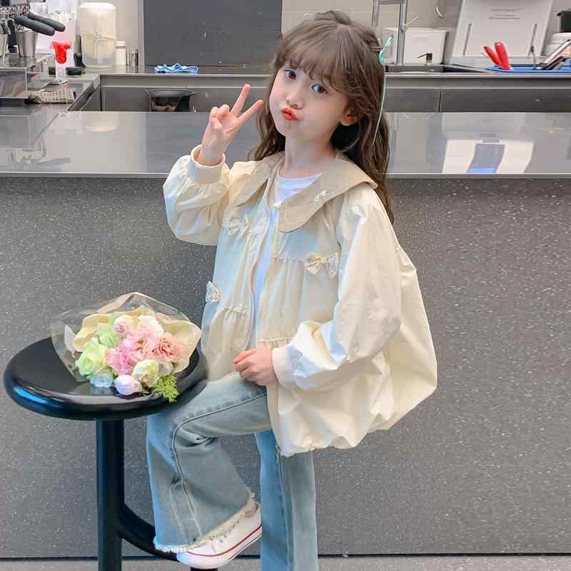 子供服 ジャケット 女の子 アウター 春秋 ブルゾン 韓国風 かわいい 8歳以上 140cm以上 杏色 ピンク系 蝶結び