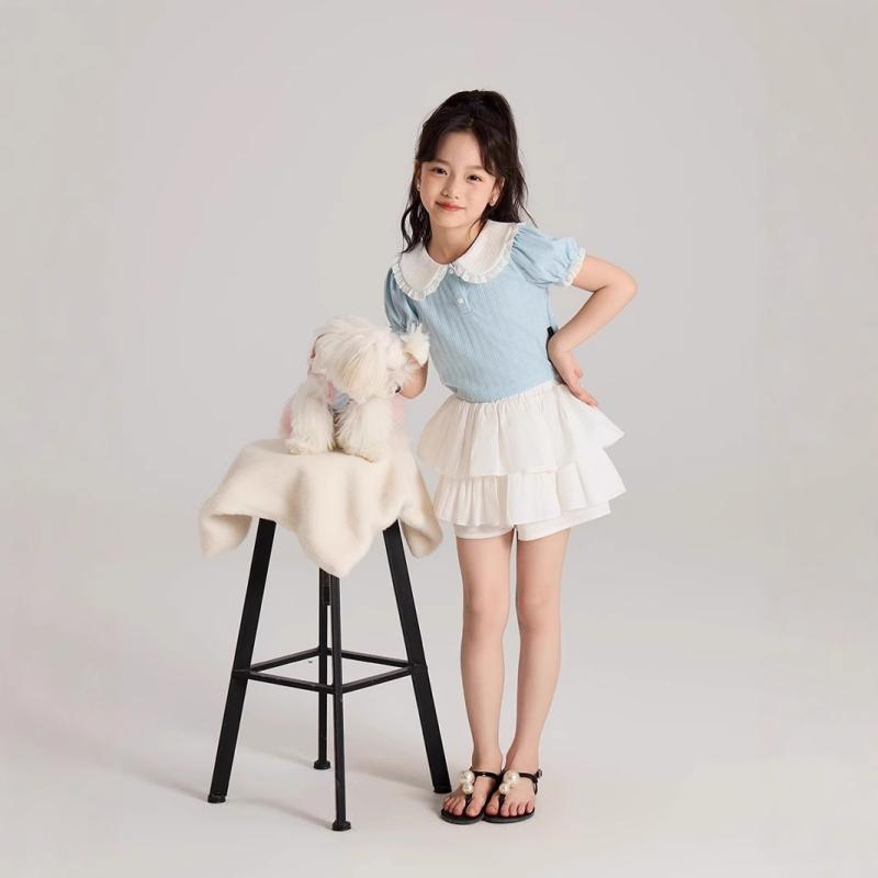 子供服 ショートパンツ 女の子 スカート付きパンツ プリンセス ケーキスカート キュロットスカート 夏 中小儿童 無地 110-170cm 黒 白 95% 丙?