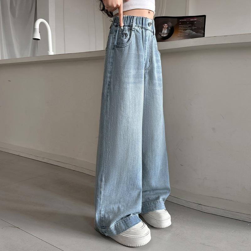 子供服 ワイドパンツ 女の子 デニムパンツ 刺繍 蝶結び 春秋 ロングパンツ ゆったり 普段使い かわいい ガールズ 120 130 140 150 160 170